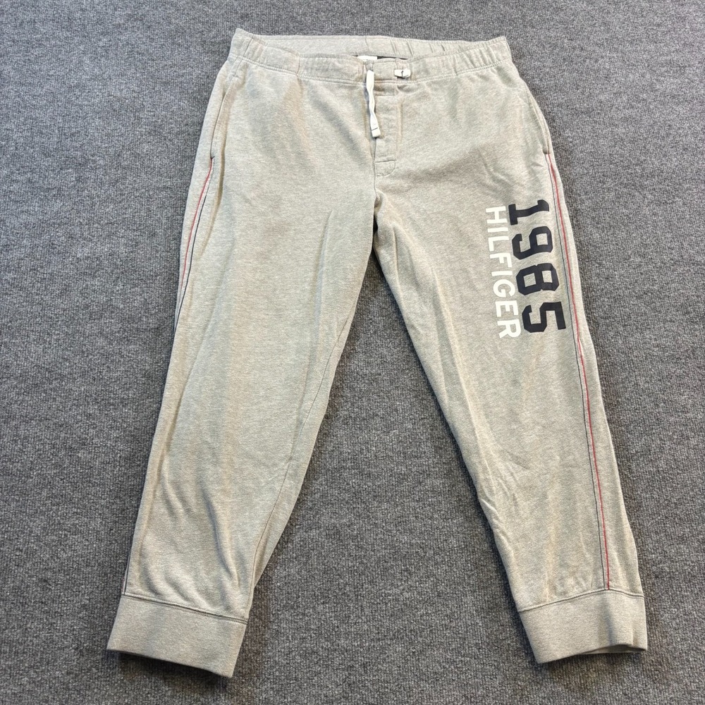 Tommy Hilfiger Jogger Pant Men XL Gray Cotton Tapered Performance Sports Running